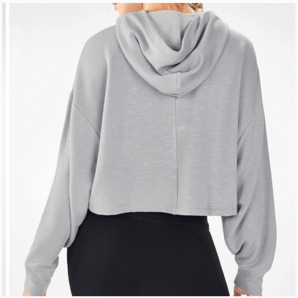 FABLETICS Women's Brisa Cropped Pullover Grey Batwing Size Large - Picture 2 of 6